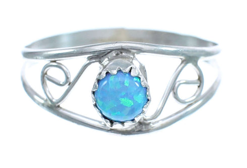 Native American Navajo Sterling Silver Blue Opal Ring Size 6 JX122695
